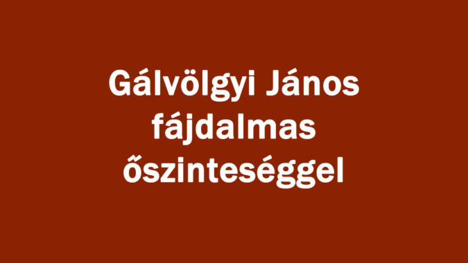 Gálvölgyi János fájdalmas őszinteséggel