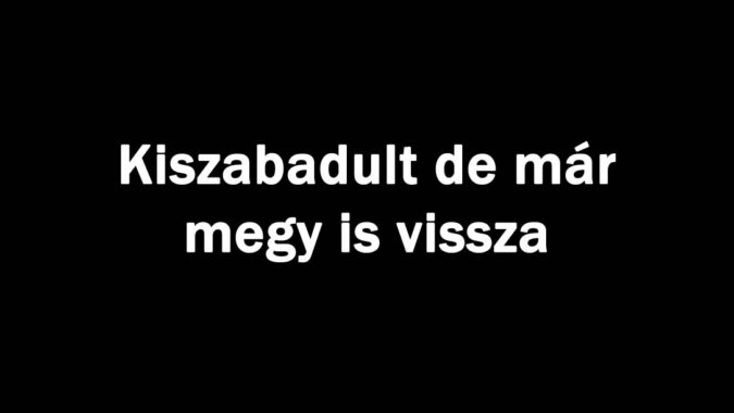Kiszabadult de már megy is vissza