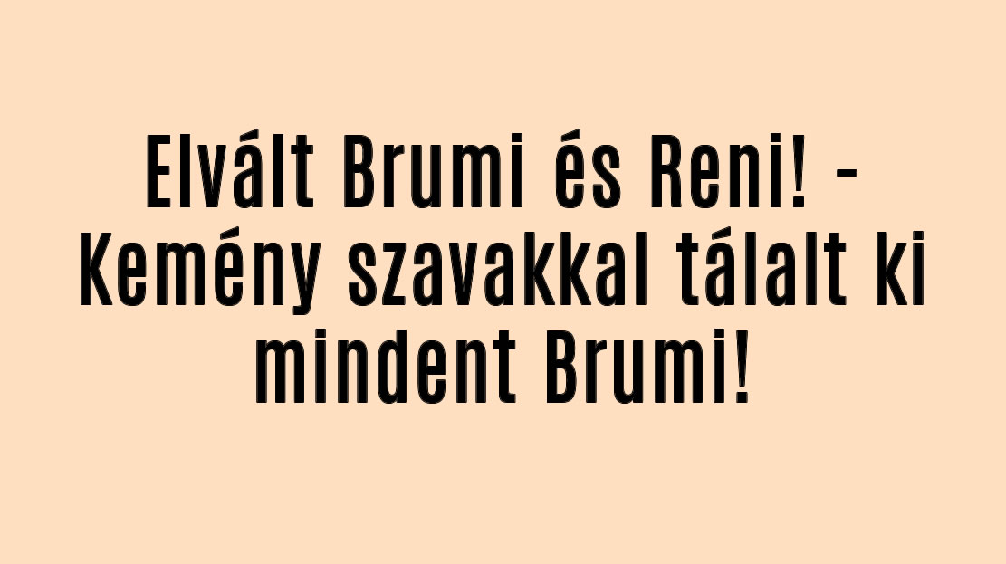 Elvált Brumi és Reni! – Kemény szavakkal lépett ki Brumi!